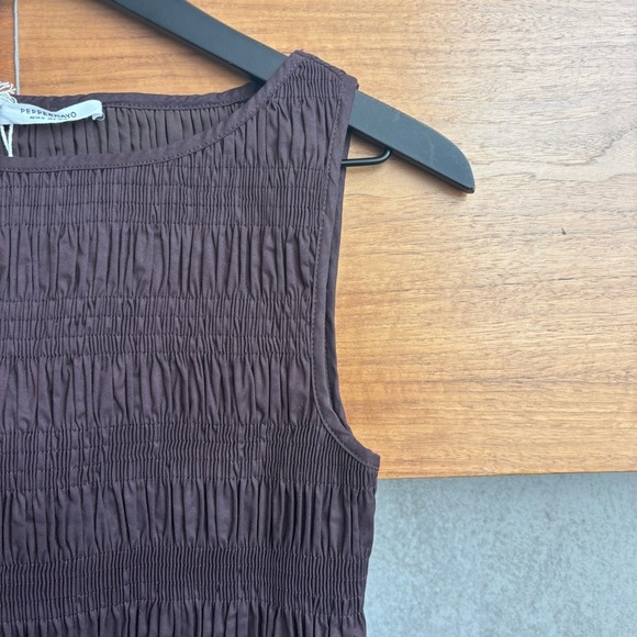 NWT Peppermayo Exclusive - Garden Kisses Shirred Mini Dress - Chocolate, Size 6 - Picture 9 of 15